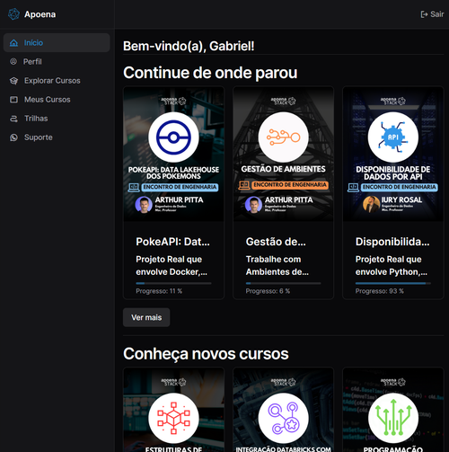 Print da plataforma Apoena Stack